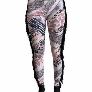 Stylish Women's Patterned Fringe Leggings